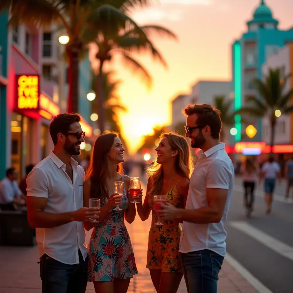 Пляж Маями с белым песком и ярким солнечным светом